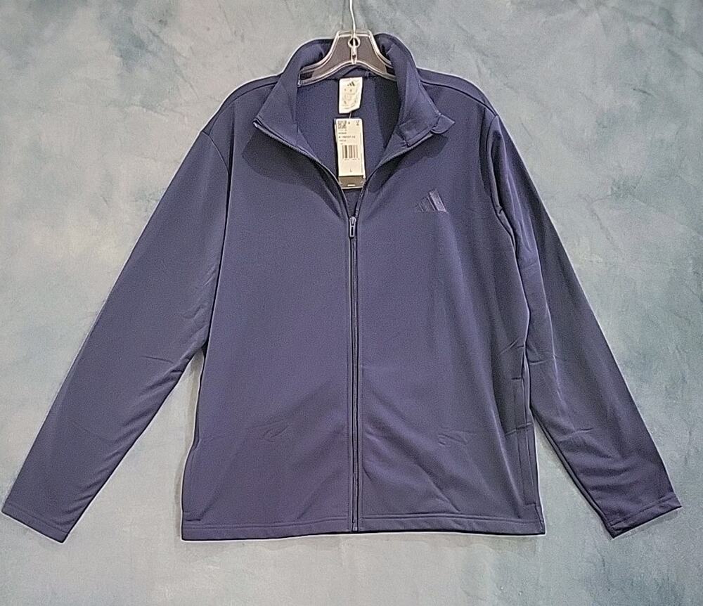 Adidas Tricot Track Jacket Men's Large Dark Navy Blue Full Zip Workout NWT New